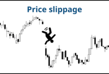 رجل يسقط على مخطط الأسهم. الانزلاق السعري